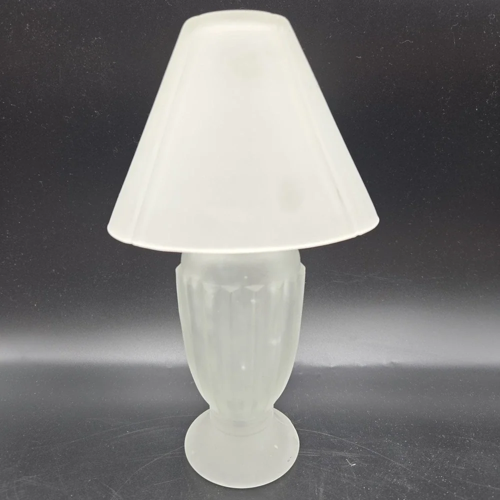VTG Frosted Glass Fairy Lamp 2-Piece Candle Holder Tea Light 9x5 MCM Cottagecore